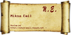 Miksa Emil névjegykártya